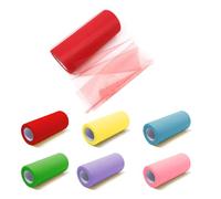 Rebanky 6 Pezzi Rotolo di Tessuto in Tulle Rotolo di Tela di Tulle per Fiocchi Tutu Rotolo tulle Bianco Rosso Rotolo Matrimonio per Festa di Matrimonio, Decorazion