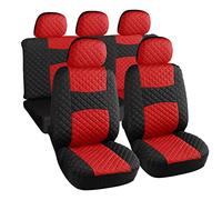 Rebeca Shop A20 Coprisedili Per Auto Universali | Modello Trapuntato | Set Fodere Anteriori e Posteriori | Zip (A20 Trapuntato Rosso)