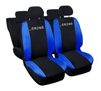 Rebeca Shop Copri-sedili Auto Compatibili Arona | Set Coprisedili Anteriori e Posteriori | Logo Ricamato | Airbag Compatibile | Accessori Auto Interno (Nero/Blu Royal)