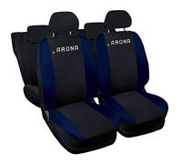 Rebeca Shop Copri-sedili Auto Compatibili Arona | Set Coprisedili Anteriori e Posteriori | Logo Ricamato | Airbag Compatibile | Accessori Auto Interno (Nero/Blu Scuro)