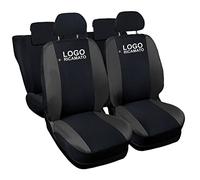 Rebeca Shop Copri-sedili Auto Compatibili | Made In Italy | Set Coprisedili Anteriori e Posteriori | Logo Ricamato | Airbag Compatibile | Interni (Nero/Grigio Scuro)
