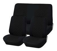 Rebeca Shop Copri sedili auto universali, set fodere protezione sedili anteriori e posteriori, poliestere trapuntato, comfort interno, no suv (Bicolore, Nero)