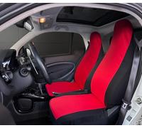 Rebeca Shop® Coprisedili Anteriori compatibili per Smart fortwo, prima, seconda e terza serie, W450 W451 W453, Set di 2 foderine banda centrale colorata (Rosso/Nero, Smart Fortwo)