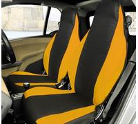Rebeca Shop® Coprisedili Anteriori compatibili per Smart fortwo, prima, seconda e terza serie, W450 W451 W453, Set di 2 foderine (Nero/Giallo, Senza Logo)