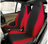 Rebeca Shop® Coprisedili Anteriori compatibili per Smart fortwo, prima, seconda e terza serie, W450 W451 W453, Set di 2 foderine (Nero/Rosso, Senza Logo)