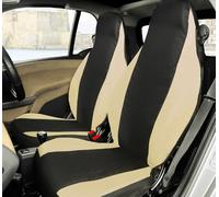 Rebeca Shop® Coprisedili Anteriori compatibili per Smart fortwo, prima, seconda e terza serie, W450 W451 W453, Set di 2 foderine (Nero/Beige, Senza Logo)
