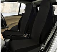 Rebeca Shop® Coprisedili Anteriori compatibili per Smart fortwo, prima, seconda e terza serie, W450 W451 W453, Set di 2 foderine (Nero/Nero, Senza Logo)
