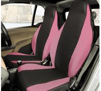Rebeca Shop® Coprisedili Anteriori compatibili per Smart fortwo, prima, seconda e terza serie, W450 W451 W453, Set di 2 foderine (Nero/Rosa, Senza Logo)