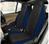 Rebeca Shop® Coprisedili Anteriori compatibili per Smart fortwo, prima, seconda e terza serie, W450 W451 W453, Set di 2 foderine (Nero/Blu, Senza Logo)