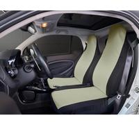 Rebeca Shop® Coprisedili Anteriori compatibili per Smart fortwo, prima, seconda e terza serie, W450 W451 W453, Set di 2 foderine banda centrale colorata (Beige/Nero, Smart Fortwo)