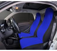Rebeca Shop® Coprisedili Anteriori compatibili per Smart fortwo, prima, seconda e terza serie, W450 W451 W453, Set di 2 foderine banda centrale colorata (Royal/Nero, Smart Fortwo)