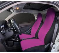 Rebeca Shop® Coprisedili Anteriori compatibili per Smart fortwo, prima, seconda e terza serie, W450 W451 W453, Set di 2 foderine banda centrale colorata (Fucsia/Nero, Smart Fortwo)