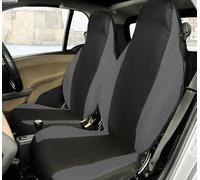 Rebeca Shop® Coprisedili Anteriori compatibili per Smart fortwo, prima, seconda e terza serie, W450 W451 W453, Set di 2 foderine (Nero/Grigio scuro, Senza Logo)