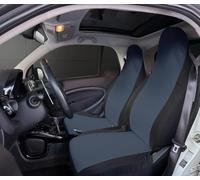 Rebeca Shop® Coprisedili Anteriori compatibili per Smart fortwo, prima, seconda e terza serie, W450 W451 W453, Set di 2 foderine banda centrale colorata (Grigio scuro/Nero, Smart Fortwo)