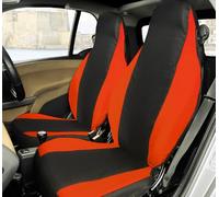 Rebeca Shop® Coprisedili Anteriori compatibili per Smart fortwo, prima, seconda e terza serie, W450 W451 W453, Set di 2 foderine (Nero/Arancione, Senza Logo)