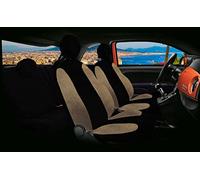 Rebeca Shop® Coprisedili Auto Compatibili per 500 dal 2007 in poi Made in Italy Set Copri-sedili anteriori e posteriori (500 dal 2007, Nero/Beige)