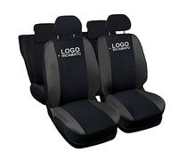 Rebeca Shop Coprisedili Auto Compatibili Per Clio, Set Copri-sedile Anteriori e Posteriori Con Logo Ricamato Compatibili Airbag (Nero/Grigio Scuro)