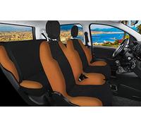 Rebeca Shop® Coprisedili Auto Compatibili per Panda Seconda e Terza serie (mod.169 e 310) Made in Italy Set anteriori e posteriori (Schienale frazionabile 1/3-2/3 colore posteriore, Nero/Arancio)