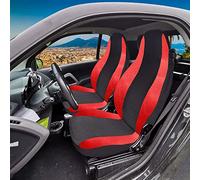 Rebeca Shop® Coprisedili Auto Compatibili per Smart prima serie W450 Made in Italy Set Copri-sedile Anteriori Coppia (Coprisedili Smart 1serie W450, Nero/Rosso)
