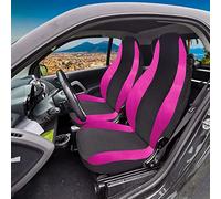 Rebeca Shop® Coprisedili Auto Compatibili per Smart seconda serie W451 Made in Italy Set Copri-sedile Anteriori Coppia (Coprisedili Smart 2serie W451, Nero/Fucsia)