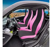 Rebeca Shop® Coprisedili Auto Compatibili per Smart seconda serie W451 Made in Italy Set Copri-sedile Anteriori Coppia (Coprisedili Smart 2serie W451, Nero/Rosa)