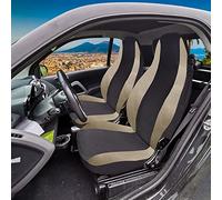Rebeca Shop® Coprisedili Auto Compatibili per Smart seconda serie W451 Made in Italy Set Copri-sedile Anteriori Coppia (Coprisedili Smart 2serie W451, Nero/Beige)