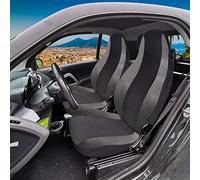 Rebeca Shop® Coprisedili Auto Compatibili per Smart seconda serie W451 Made in Italy Set Copri-sedile Anteriori Coppia (Coprisedili Smart 2serie W451, Nero/Grigio scuro)