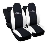 Rebeca Shop® Coprisedili Compatibili per Aygo | Made In Italy | Set Copri-sedili Anteriori e Posteriori | Logo del modello auto ricamato (Nero/Bianco)