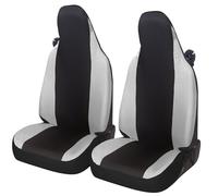 Rebeca Shop® Coprisedili in ECOPELLE Anteriori compatibili per Smart fortwo, prima, seconda e terza serie, W450 W451 W453, Set di 2 foderine (Nero/Grigio Chiaro, Smart W451 seconda serie)