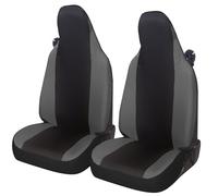 Rebeca Shop® Coprisedili in ECOPELLE Anteriori compatibili per Smart fortwo, prima, seconda e terza serie, W450 W451 W453, Set di 2 foderine (Nero/Grigio Scuro, Smart W450 prima serie)