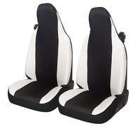 Rebeca Shop® Coprisedili in ECOPELLE Anteriori compatibili per Smart fortwo, prima, seconda e terza serie, W450 W451 W453, Set di 2 foderine (Nero/Bianco, Smart W453 terza serie)