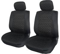 Rebeca Shop Coprisedili per Auto Universali, Coppia Anteriore, tessuto Deluxe Gabardine, universali, adatti a tutte le tipologie di sedili auto (Nero con rigo Nero, Poggiatesta Fisso o Removibile)