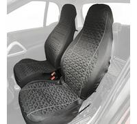 Rebeca Shop Coprisedili per Auto Universali, Coppia Anteriore, tessuto Deluxe Gabardine, universali, adatti a tutte le tipologie di sedili auto (Nero con rigo Grigio, Poggiatesta Integrato)