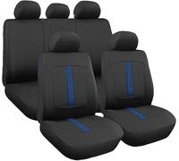 Rebeca Shop Coprisedili Universali In Poliestere Compatibili Per Yaris Con Sedili Standard Con 2 Zip Sui Schienali Posteriori Modello C (Nero/Blu Scuro)