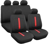 Rebeca Shop Coprisedili Universali In Poliestere Compatibili Per Yaris Con Sedili Standard Con 2 Zip Sui Schienali Posteriori Modello C (Nero/Rosso)