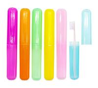 REBECASKYENS 6 pezzi astuccio per spazzolino da denti, scatola per spazzolino da denti, custodia per spazzolino portatile, adatto per viaggi, famiglia, arancione, rosa, giallo, rosa, rosso, verde,