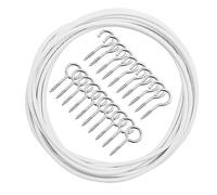 REBECASKYENS Filo per tende da 4 m, bianco rivestito in plastica, con 10 ganci e 10 occhielli, set per aste per tende, tende da doccia
