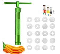 REBECASKYENS Pressa di argilla artigianale, estrusore di pasta di zucchero in acciaio inox, pressa per fondente con 20 forme, strumento di decorazione per cottura strumento
