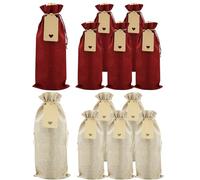 REBECASKYENS Sacchetti Di Vino in Tela Con Coulisse, Confezione Da 12 Coperchi Per Bottiglie Di Vino Con Etichette E Corde, Sacchetti Regalo Per Vino Riutilizzabili Per Articoli Per Feste (Misto)