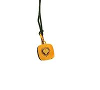 Rebecca Collana Uomo Donna Gioielli in Corda E Pendente Quadrato in Bronzo Bagnato in Oro E Quarzo CITRINO Cuore Giallo