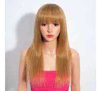 Rebecca Fashion Parrucche dritte bionde miele da 45 cm con frangia parrucche per capelli umani per donne nere Nessuna parrucca frontale in pizzo 10A capelli vergini brasiliani senza colla parrucca