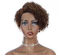 Rebecca Fashion Parrucche frontali in pizzo con taglio pixie marrone sfumato biondo biondo capelli umani onda d'acqua parrucca corta taglio pixie parte laterale 13x5.5x0.5 HD Lace Pixie Cut parrucche