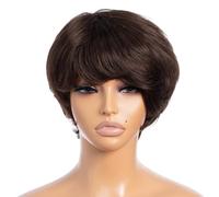Rebecca Fashion Pixie Cut Parrucche per Donne Nere Breve Diritto Parrucche Dei Capelli Umani 100% Brasiliano Remy Colore Marrone Scu