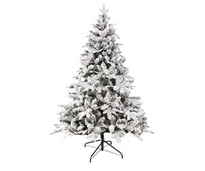 Rebecca Mobili Albero Di Natale 210, Albero Artificiale, Effetto Neve, Pvc Pe, Base In Metallo, 1791 Rami, Apertura Ad Ombrello - Misure: 210 x 137 x 137 cm (HxLxP)- Art. RE6759
