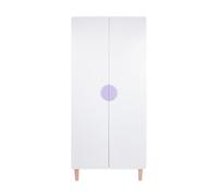Rebecca Mobili Avelia - Armadio per bambini | Bianco e Viola, in MDF e Pino, stile Moderno, da Montare - Misure HxLxP: 175 x 80 x 50 cm - Art. RE7343