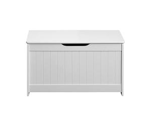 Rebecca Mobili Baule Portagiochi Bambini, Con Coperchio, Cassapanca Contenitore Legno, Mdf Bianco, Per Scarpe Giocattoli, Ingresso Cameretta - Misure HxLxP: 44,5 x 80 x 40 cm - Art. RE6729