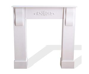 Rebecca Mobili Camino decorativo classico, caminetto finto shabby, bianco, per sala camera da letto, decorazione parete - Misure 92 x 93 x 22,5 cm (HxLxP) - RE4283