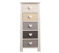 Rebecca Mobili Cassettiera camera, mobile bagno 5 cassetti, legno paulonia, bianco grigio beige nero, stile shabby vinyage, per camera ingresso - Misure: 89 x 37 x 27 cm (HxLxP) - Art. RE4374