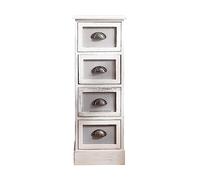 Rebecca Mobili Cassettiera con 4 cassetti, comodino vintage, legno, bianco grigio, camera bagno - Misure: 80 x 29 x 25 cm (HxLxP) - Art. RE4889