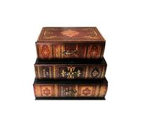 Rebecca Mobili Cassettiera Da Tavolo, Organizer Scrivania Forma Libri, 3 Cassetti, Mdf Pvc Canvas, Stile Retro', per Gioielli Trucchi - Misure: 22 x 24 x 16 cm (HxLxP) - Art. RE6443